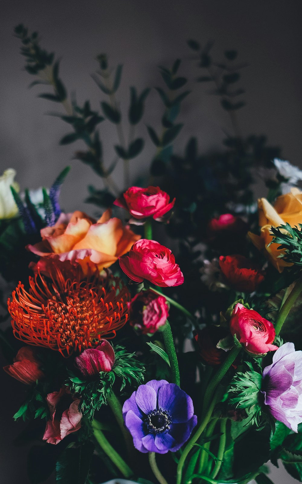 Fresh colorful flower arrangements, illustrative photography